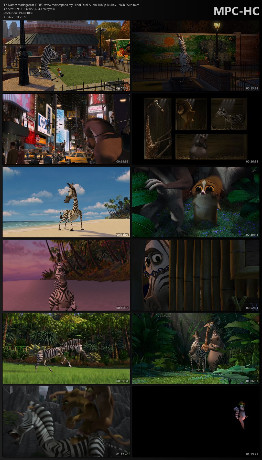 Madagascar 2005 Hindi Dual Audio BluRay ESub Download